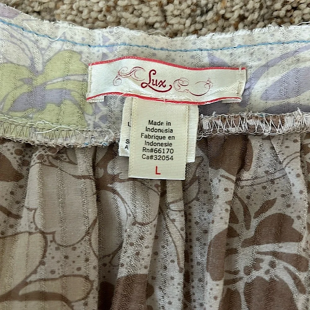 Lux Cute Boho Brown/Purple Floral Lace Cap Sleeve Shirt Top **Size L** 🌸🌸 - Picture 6 of 6